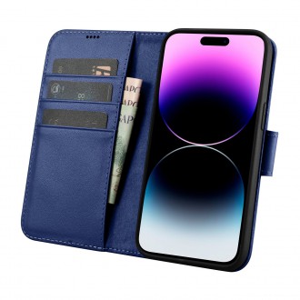 iCarer Wallet Case 2in1 Cover iPhone 14 Pro Leather Flip Case Anti-RFID blue (WMI14220726-BU)