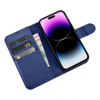 iCarer Wallet Case 2in1 Cover iPhone 14 Pro Leather Flip Case Anti-RFID blue (WMI14220726-BU)