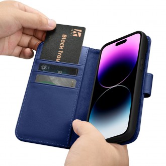 iCarer Wallet Case 2in1 Cover iPhone 14 Pro Leather Flip Case Anti-RFID blue (WMI14220726-BU)