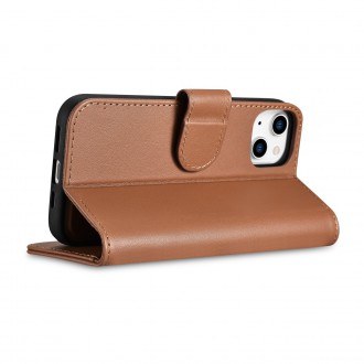 iCarer Wallet Case 2in1 Cover iPhone 14 Plus Anti-RFID Leather Flip Case Brown (WMI14220727-BN)