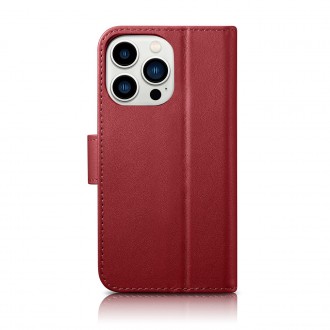 iCarer Wallet Case 2in1 Cover iPhone 14 Pro Max Leather Flip Cover Anti-RFID Red (WMI14220728-RD)