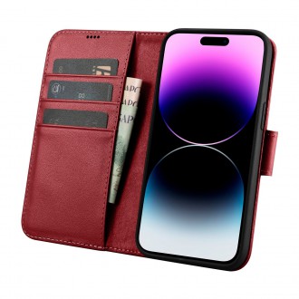 iCarer Wallet Case 2in1 Cover iPhone 14 Pro Max Leather Flip Cover Anti-RFID Red (WMI14220728-RD)