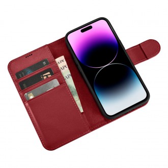 iCarer Wallet Case 2in1 Cover iPhone 14 Pro Max Leather Flip Cover Anti-RFID Red (WMI14220728-RD)