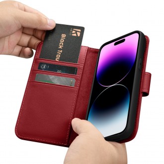 iCarer Wallet Case 2in1 Cover iPhone 14 Pro Max Leather Flip Cover Anti-RFID Red (WMI14220728-RD)