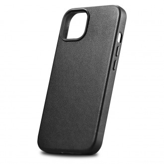 iCarer Case Leather cover for iPhone 14 Plus genuine leather case black (compatible with MagSafe)