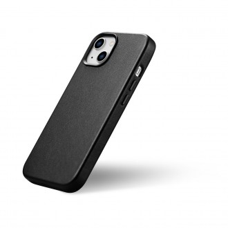 iCarer Case Leather cover for iPhone 14 Plus genuine leather case black (compatible with MagSafe)