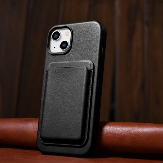 iCarer Case Leather cover for iPhone 14 Plus genuine leather case black (compatible with MagSafe)