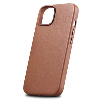 iCarer Case Leather Case Cover for iPhone 14 Plus Brown (MagSafe Compatible)