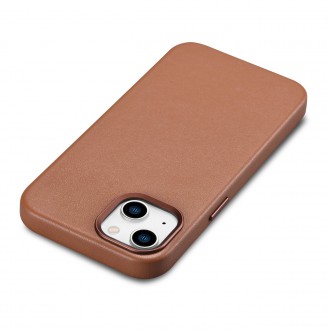 iCarer Case Leather Case Cover for iPhone 14 Plus Brown (MagSafe Compatible)