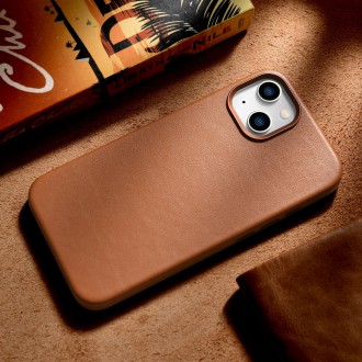 iCarer Case Leather Case Cover for iPhone 14 Plus Brown (MagSafe Compatible)