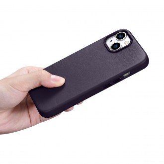 iCarer Case Leather Cover Case for iPhone 14 Plus Dark Purple (MagSafe Compatible)