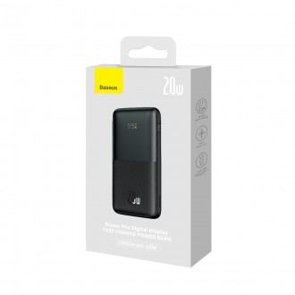 Baseus Bipow Pro Power Bank 10000mAh 20W černá s kabelem USB typu A - USB typu C 3A 0,3 m (PPBD040201)