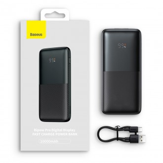 Baseus Bipow Pro Power Bank 10000mAh 20W černá s kabelem USB typu A - USB typu C 3A 0,3 m (PPBD040201)