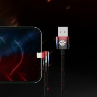 Baseus MVP 2 Koleno úhlový kabel s boční USB / Lightning zástrčkou 1m 2,4A červený (CAVP000020)