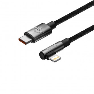 Baseus MVP 2 Koleno Pravoúhlý napájecí kabel s bočním USB Type C / Lightning Plug 1m 20W černý (CAVP000201)