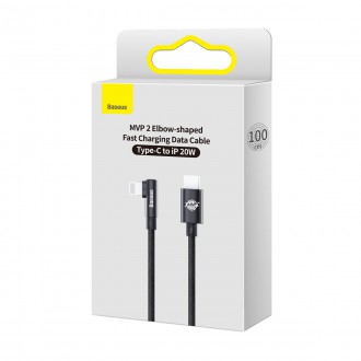 Baseus MVP 2 Koleno Pravoúhlý napájecí kabel s bočním USB Type C / Lightning Plug 1m 20W černý (CAVP000201)