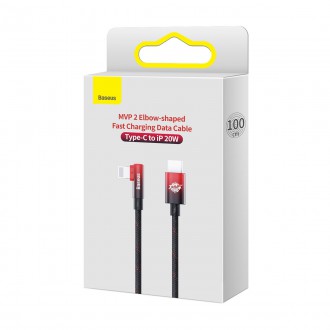 Baseus MVP 2 Koleno Pravoúhlý napájecí kabel s bočním USB Type C / Lightning 1m 20W červený (CAVP000220)