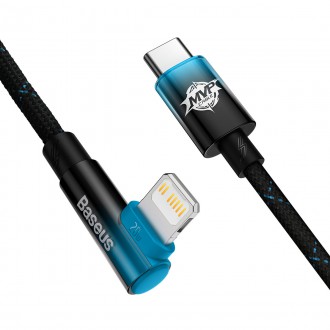 Baseus MVP 2 Koleno lomený kabel Napájecí kabel s bočním USB Type C / Lightning zástrčkou 1m 20W modrý (CAVP000221)