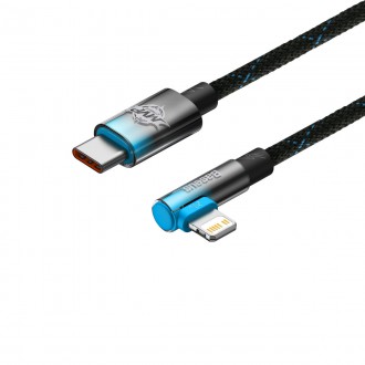 Baseus MVP 2 Koleno lomený kabel Napájecí kabel s bočním USB Type C / Lightning zástrčkou 1m 20W modrý (CAVP000221)