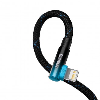 Baseus MVP 2 Koleno lomený kabel Napájecí kabel s bočním USB Type C / Lightning zástrčkou 1m 20W modrý (CAVP000221)