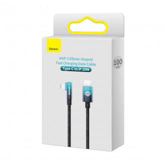 Baseus MVP 2 Koleno lomený kabel Napájecí kabel s bočním USB Type C / Lightning zástrčkou 1m 20W modrý (CAVP000221)