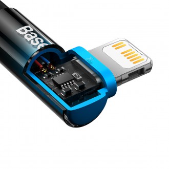 Baseus MVP 2 Koleno lomený kabel Napájecí kabel s bočním USB Type C / Lightning zástrčkou 1m 20W modrý (CAVP000221)