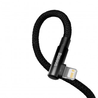 [PO VRÁCENÍ] Baseus MVP 2 úhlový kabel Napájecí kabel s bočním USB Type C / Lightning zástrčka 2m 20W černá (CAVP000301)