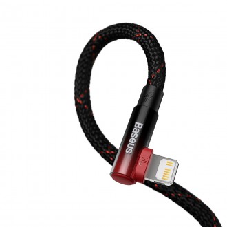 Baseus MVP 2 Koleno Pravoúhlý napájecí kabel s bočním USB Type C / Lightning 2m 20W červený (CAVP000320)