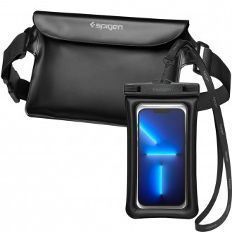 Spigen A621 UNIVERZÁLNÍ VODOTĚSNÉ POUZDRO & TAŠKA DO PASU ČERNÁ