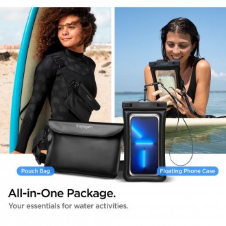 Spigen A621 UNIVERZÁLNÍ VODOTĚSNÉ POUZDRO & TAŠKA DO PASU ČERNÁ