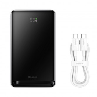 Powerbanka Baseus Magnetic Bracket s bezdrátovým nabíjením MagSafe 10000mAh 20W Overseas Edition bílá (PPCX000202) + kabel USB typu C Baseus Xiaobai S