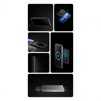 Powerbanka Baseus Magnetic Bracket s bezdrátovým nabíjením MagSafe 10000mAh 20W Overseas Edition bílá (PPCX000202) + kabel USB typu C Baseus Xiaobai S