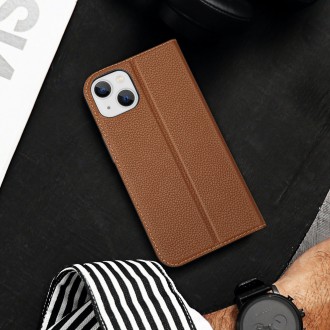 Dux Ducis Skin X2 case for iPhone 14 case with magnetic flap brown