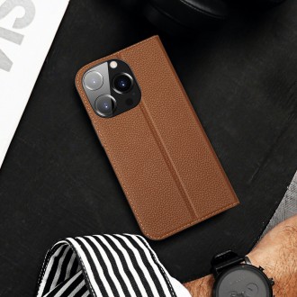 Dux Ducis Skin X2 case for iPhone 14 Pro case with magnetic flap brown