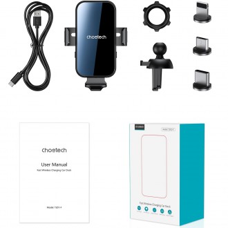 Choetech induction charger with holder + magnetic tips black (T201-F)