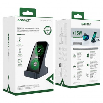 Acefast indukční nabíječka 15W šedá základna (E14)