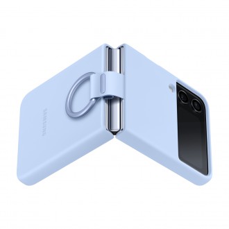 Samsung Ring Silicone Cover Case Cover for Samsung Galaxy Z Flip4 Hanger Case Blue (EF-PF721TLEGWW)