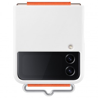 Samsung Strap Silicone Cover Case Cover for Samsung Galaxy Z Flip4 Hanger Case White (EF-GF721TWEGWW)