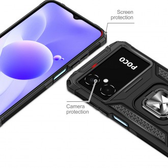 Pouzdro Wozinsky Ring Armor pro Samsung Galaxy A03 pancéřový kryt magnetický držák kroužek černý
