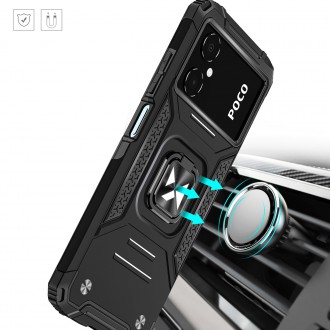 Pouzdro Wozinsky Ring Armor pro Samsung Galaxy A03 pancéřový kryt magnetický držák kroužek černý