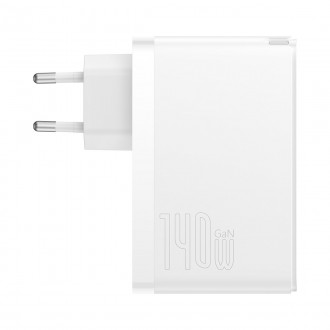 Baseus GaN5 Pro rychlá nabíječka 2xUSB-C+USB 140W EU bílá (CCGP100202)