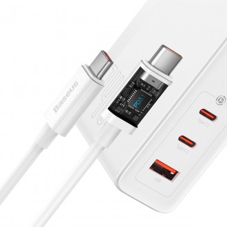 Baseus GaN5 Pro rychlá nabíječka 2xUSB-C+USB 140W EU bílá (CCGP100202)