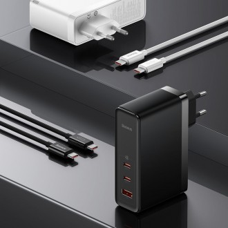 Baseus GaN5 Pro rychlá nabíječka 2xUSB-C+USB 140W EU bílá (CCGP100202)