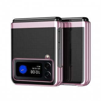 Plating Case pro kryt Samsung Galaxy Z Flip 4 s kovovým rámečkem růžové barvy