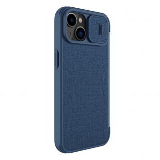 Nillkin Qin Cloth Pro Case Case For iPhone 14 Camera Protector Holster Cover Flip Case Blue