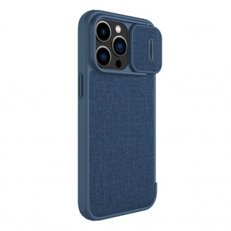 Nillkin Qin Cloth Pro Case Case For iPhone 14 Pro Camera Protector Holster Cover Flip Case Blue