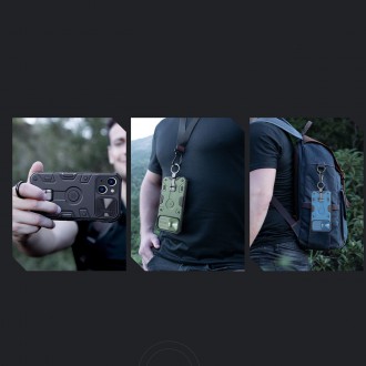 Nillkin CamShield Armor Pro Case iPhone 14 Armor Case s kroužkem krytu fotoaparátu a stojánkem modrý