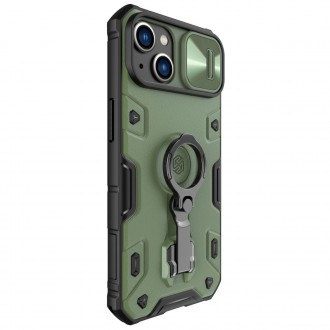 Nillkin CamShield Armor Pro Case Cover Pancéřový kryt iPhone 14 s kroužkovým stojánkem krytu fotoaparátu tmavě zelený