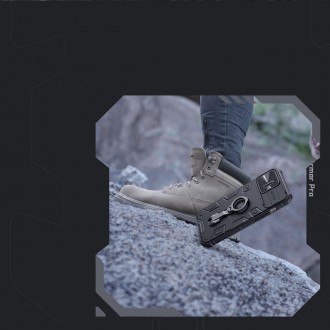 Nillkin CamShield Armor Pro Case Cover iPhone 14 Pro Armor Cover s kroužkovým stojánkem krytu fotoaparátu tmavě zelená