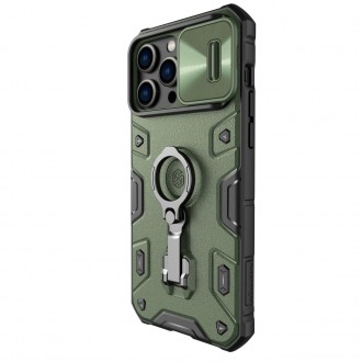 Nillkin CamShield Armor Pro Case Cover iPhone 14 Pro Max Armor Cover s kroužkem krytu fotoaparátu Stojan tmavě zelená